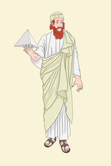 Great greek scientist and philosopher pythagoras flat vector illustration