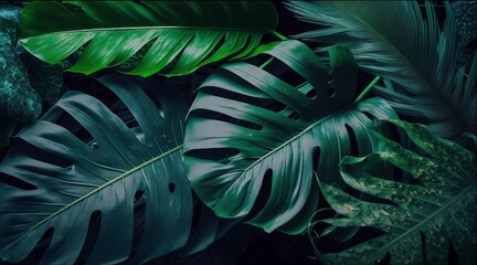 Obraz na płótnie Canvas Tropical green leaves