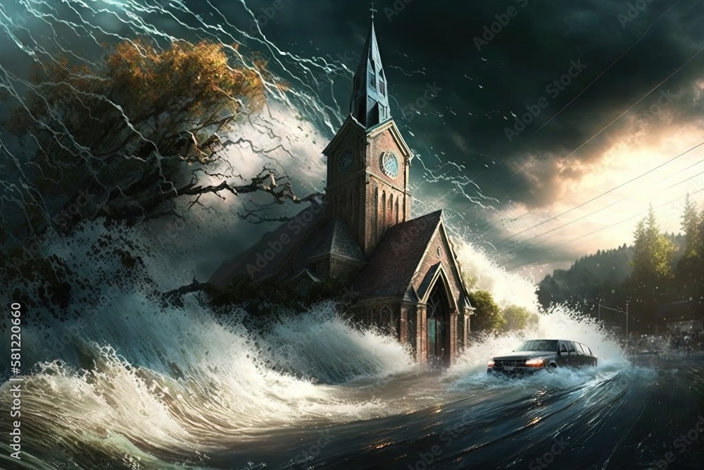 Aufkleber drenched dazzle – spellbinding experiences from a flooding heaven generative ai