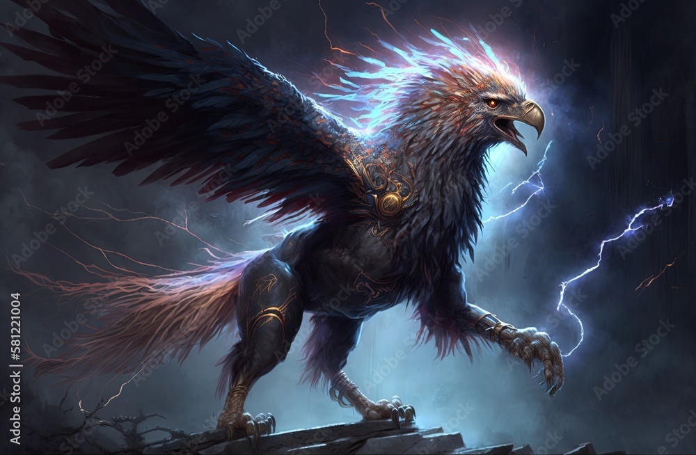 Poster power unleashed – appealing artwork of a fantasy griffin generative ai