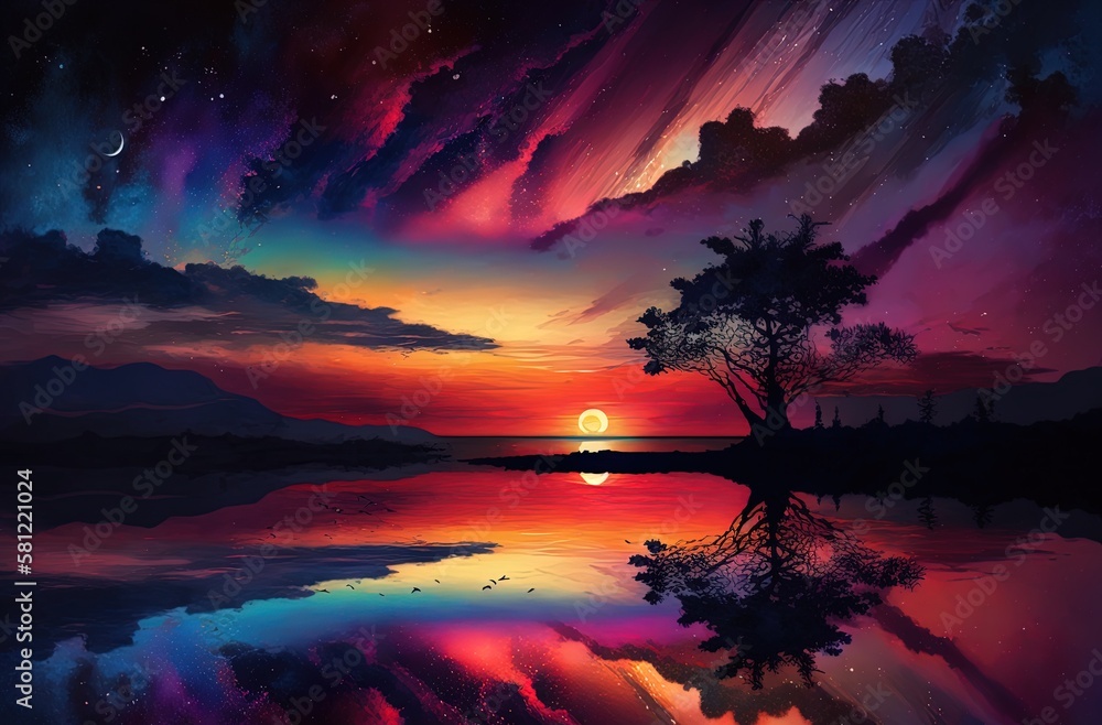 Poster radiance of a multi-colored twilight generative ai