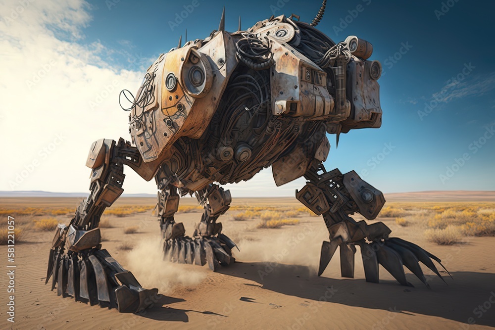 Poster roaming the lands in robotic form generative ai