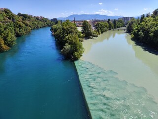 Confluence of Rhone and Arves.Switherland