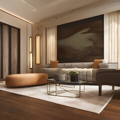 Subtle and calming Earth tones give this room a warm and inviting feeling1, Generative AI