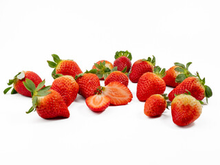 Ripe juicy strawberry isolated on white background. Close-up.