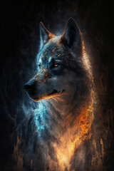 Mysterious wolf ghost. Ai generative