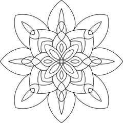 Obraz premium Mandala flower ornament. Drawing line art.