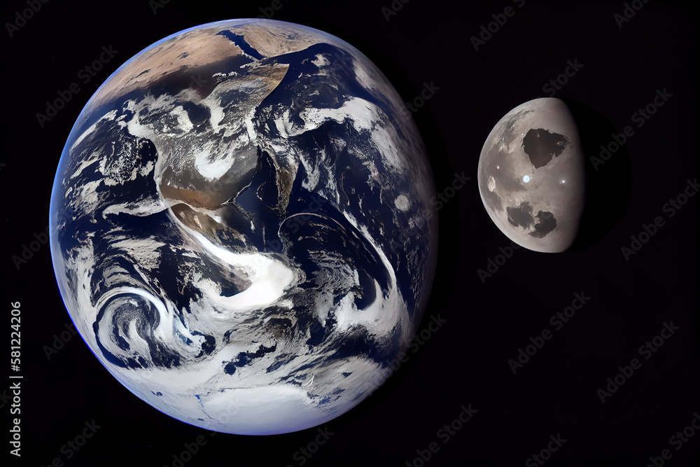 Poster planet globe floating in dark space background ,generative ai