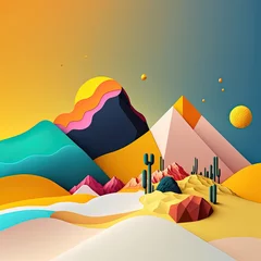Fototapeten Minimal landscape of colour. Concept of colours in world. Generative AI © Snowboy