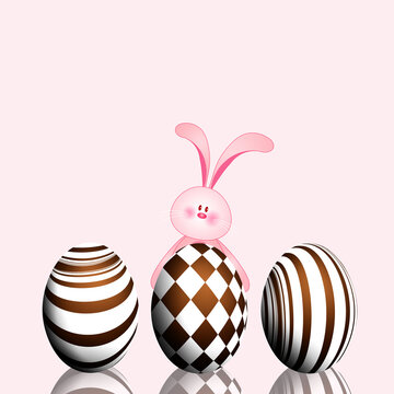 illustration of nice bunnies with Easter eggs