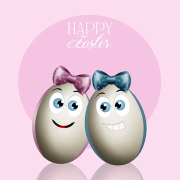 illustration of funny eggs for Happy Easter