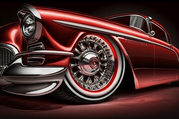Obraz na płótnie Canvas Red Classic Car, Generative AI