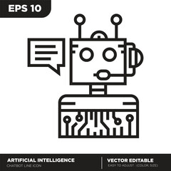 Fototapeta premium Artificial intelligence. Robot outline icon. Editable Vector 