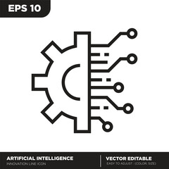 Artificial intelligence. Innovation outline icon. Editable vector