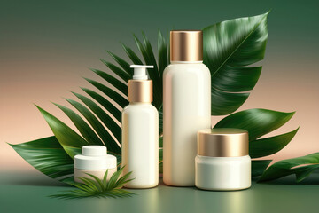 Mockup of beauty cosmetic makeup bottles. AI generation