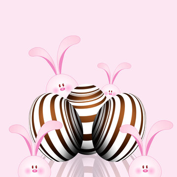 illustration of Easter Eggs with bunnies