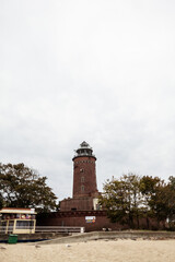 The lighthouse on the background of the sky. Kolobrzeg, Poland.