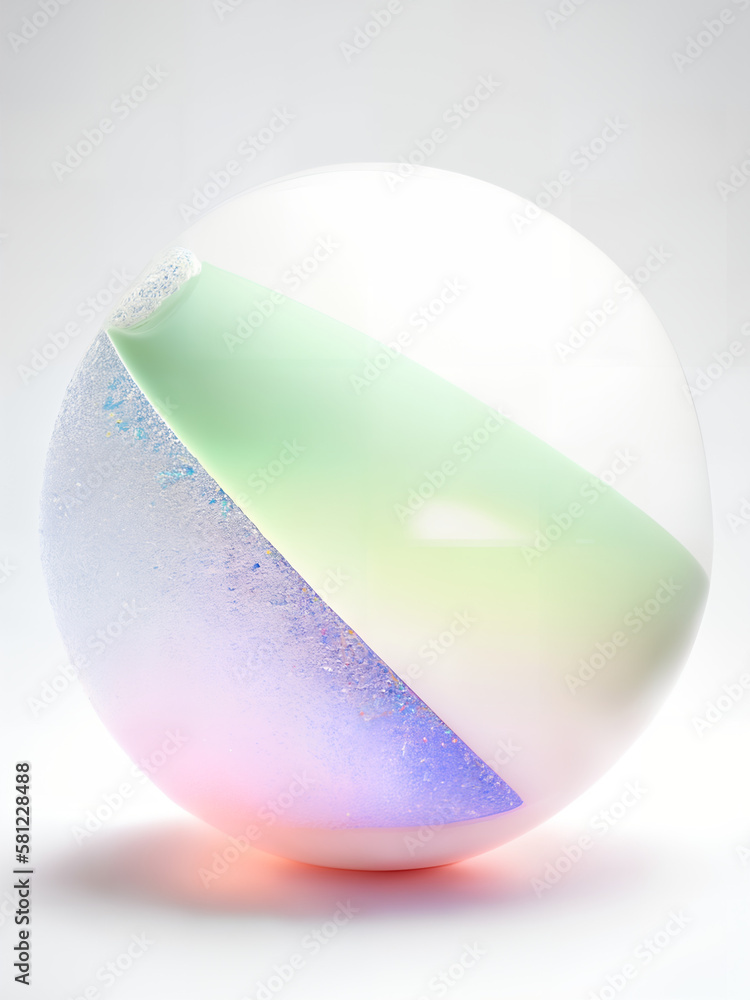 Poster glass sphere on a white background with a color spectrum, created by ai