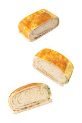 Korean egg rolls, traditional asian food on a white isolated background