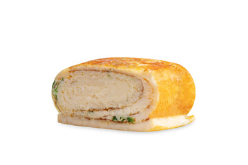 Korean egg rolls, traditional asian food on a white isolated background