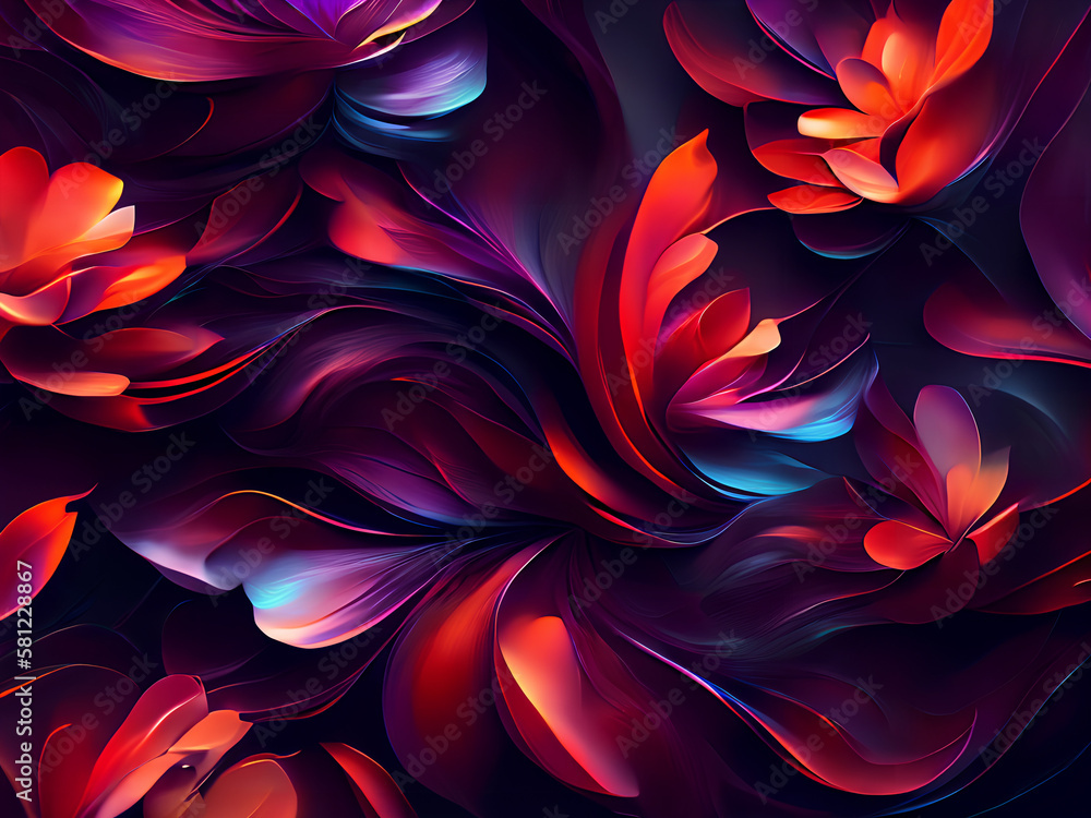 Poster abstract fractal background with flowers, abstract background, abstract fractal background