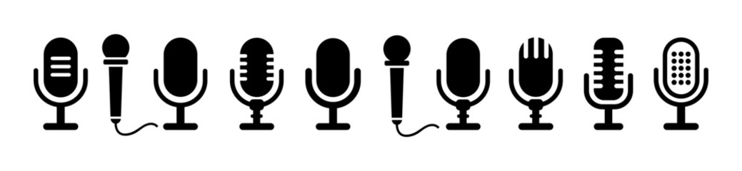 Microphone icons set. vector