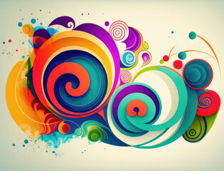 A vibrant web of swirls and shapes. AI generation.