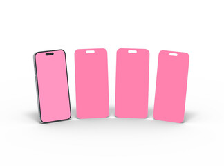 Render of smartphone and some separated screens floating on transparent background. ui ux app concept.