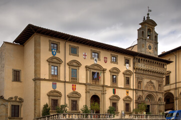 Official building in the Piazza Grande, in Arezzo, Tuscany, Italy