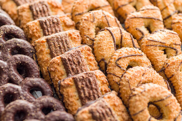 Assorted various cookies. Sweet biscuits