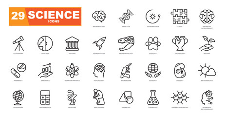 Science set of outline icons.