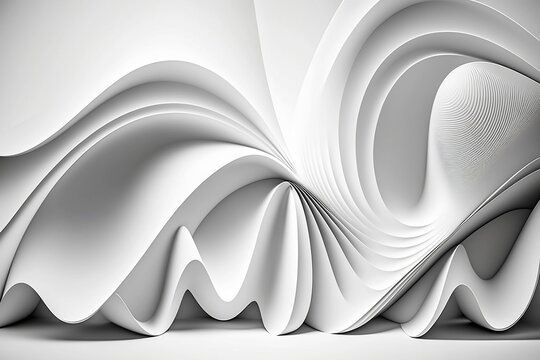 White Abstract Waves on White Background.