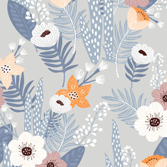 Watercolor All kinds of beautiful flower feathers