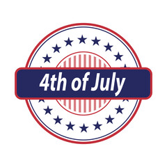 Round rubber stamp 4th of July. USA American patriotic stamp