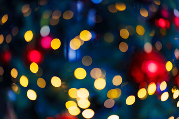unfocused garland bulbs. Blur. the concept of Christmas decor. background.