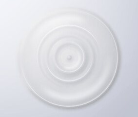 Milk ripple splash waves top view on white background. Cosmetic cream, shampoo, milk product or yogurt swirl round vector texture.