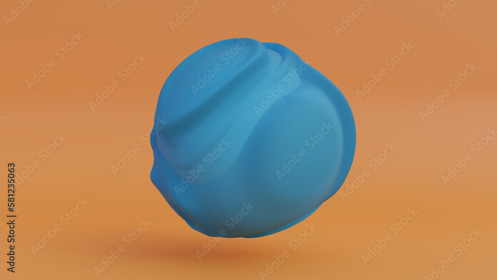 Poster 3d rendering of an abstract sphere consisting of many hexagons. hexagons moving out create a wavy su