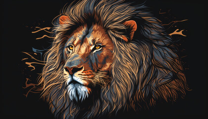 Naklejka premium lion tiger head animal zoo illustration Generative AI, Generativ, KI
