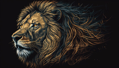 lion tiger head animal zoo illustration Generative AI, Generativ, KI