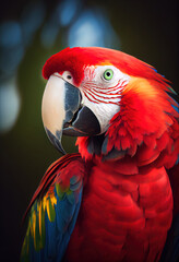 Fototapeta premium close-up of red and yellow parrot macaw