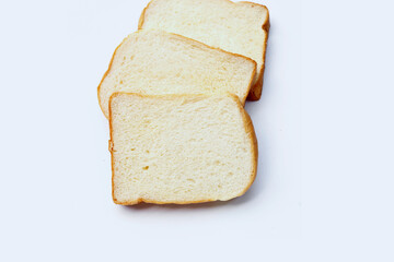 Sliced bread on white background.