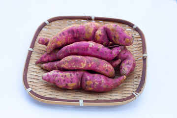 Sweet potato on white background.