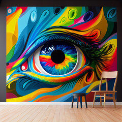 Eye in a room. Ai generative