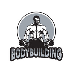 Bodybuilder male silhouette isolated on white background vector illustration. Vector fitness gym 