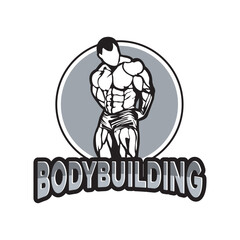 Fototapeta na wymiar Bodybuilder male silhouette isolated on white background vector illustration. Vector fitness gym 