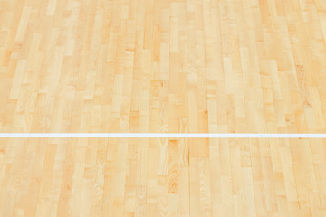 Wooden floor volleyball, basketball, badminton, futsal, handball court with light effect. Wooden...