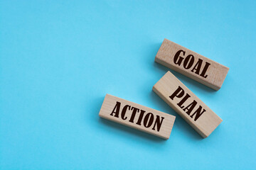 Goal Plan Action - words from wooden blocks with letters