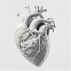 Illustration, AI of human heart on white background