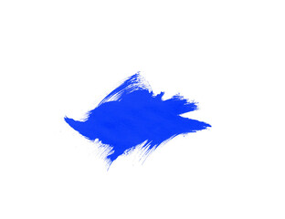 Abstract blue paint stroke on white backdrop for art concept