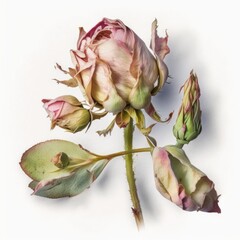 Fototapeta premium a watercolor wild rose illustration, botanical illustration, branches, nature, spring-themed illustration, generative ai